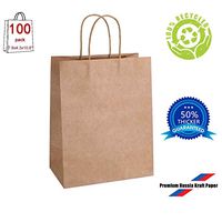 10.6x7.9x4.3" Kraft Paper Bags 100pcs Gift Bag with Handles for Wedding Party Craft Retail Packaging,Recycled Twist Handles Brown Shopping Bags (Brown,S-100)