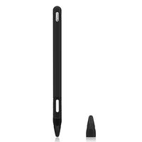 COOYA Protective Holder Case Compatible with New Apple Pencil 2, iPencil 2nd Generation Soft Grip Thin Skin 2 PCS Nib Cover, iPencil Stylus Silicone Case Cover Sleeve for iPad Pro Pencil 2nd Gen Black