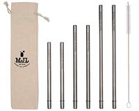 Combo Pack Safer Rounded End Stainless Steel Metal Straws for Mason Jars (6 Pack + Cleaning Brush + Bag)