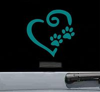 Swirly heart pawprint Vinyl Decal Sticker dog lover pet rescue (TEAL)