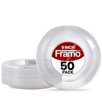 9 Inch Disposable Clear Plastic Plates In Bulk By Framo for Party and Dinner,And For Any Occasion, Microwaveable, BPA-Free BBQ, Travel, and Events (50 Count)