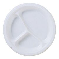 Club Pack of 200 Ivory White Disposable Divided Plastic Party Banquet Dinner Plates 10"