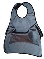BIHIKI Adult Bib for Eating with Crumb Catcher,Waterproof Clothing Protector,Stain Resistant Adult Aid Apron for Elderly Patient Senior (Gray)