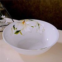 AXZHYX Bowl Ceramic Bowl Pasta Rice Soup Porridge Cutlery Fruit Salad Tray Stir Plate Lily Pattern 23x7cm Hotel Tableware Home Noodles Boiled Fish Soup Bowl