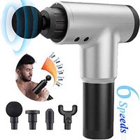 Massage Gun,Handheld Deep Tissue Percussion Muscle Massager for Sore Muscle and Stiffness,Portable Quiet Brushless Motor,Includes 4 Massage Heads (Silver)