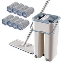 Free Handwash Flat Mop, Telescopic Rod, Microfiber Mop Set, Home Tile Floor Mop, Stainless Steel Rod, Easy Install Mop for Household