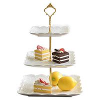 Home big wrist Ceramic Three-Layer Fruit Plate, White European Fashion Snack Plate Cake Plate Afternoon Tea Multi-Layer Storage Rack Decorative Frame Decorative hotel retro soup bowl