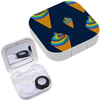 Portable Contact Lens Case Box Travel Kit Mirror + Bottle + Tweezers Container Holder [ Unicorn Ice Cream ]