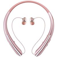 Bluetooth Retractable Headphones, Wireless Earbuds Neckband Headset Sports Noise Cancelling Stereo Earphones with Mic (12 Hrs Playtime, Call Vibrate Alert, Rose)