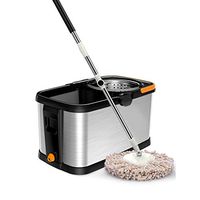 Cleaning Tools Spinning Mop Mop Bucket Set Mop Long handle cleaning tool Toilet mop Stainless steel mop (Color : Silver, Size : 452427)