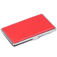 Red Thin Cigarette Case PU Leather Storage Box, Holds 14 Regular Cigs