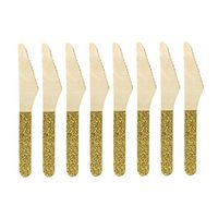 Amosfun 8 Pcs Wooden Knives Cutlery Set Serving Knives Disposable Party Flatware for Wedding Birthday Party