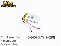 3.7V 800mAh 503050 Lithium Polymer Ion Rechargeable Battery Lithium Polymer Li-Po Battery for MP4 GPS MP3 Bluetooth Stereo DIY Gift