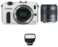 Canon EOS M Mirrorless Digital Camera with EF-M18-55mm is STM Lens and 90EX Flash (White)