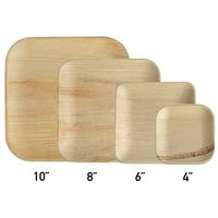 brheez Palm Leaf Disposable Plates - Bamboo Look - Sturdy Biodegradable Compostable and Chemical Free - 10” Square - Pack of 25