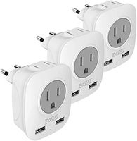 European Plug Adapter, Foval European Adapter Outlets with 2 USB 4 in 1 US to Europe Travel Plug Adapter for France, Germany, Iceland, Spain, Italy and More (3 Pack Type C)