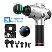 Banriwowi Massage gun, deep tissue theragun, muscle massage machine, handheld massagers with 6 heads 20speeds choices(Silver)