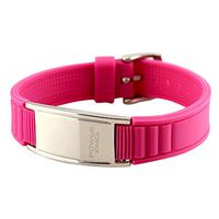 POWER IONICS Titanium Magnetic Bracelet for Men Power Bracelet for Women Balance HotPink/Silver Plated