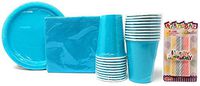 Party Supplies for 20 - (20 Heavy Duty Paper Plates, 24 Napkins, 20 Cups) Birthday, Baby shower (Teal- Aqua)