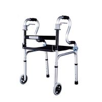 Portable Walker | Aluminum Roller Walker for the Elderly | Adjustable Auxiliary Walk Frame | Non-slip Stable | Lightweight |With Seat|Post-operative Rehabilitation of Disabled and Lower Limbs