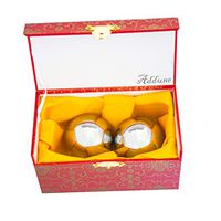 Addune Traditional Baoding Iron Balls with Chiming Solid Stainless Steel Chrome Color Chinese Health Exercise Balls for Hand Therapy Stress Relief (2'' with Box)