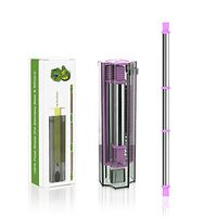 Silicone Reusable Metal Straws - Collapsible Stainless Steel Travel Portable Drinking Straws Hiding 3 in 1 Connector Transparent Pushed Case (Purple)