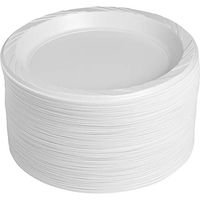 Genuine Joe 10329 9-Inch Plastic Round Plates Reusable/Disposable 125/PK White