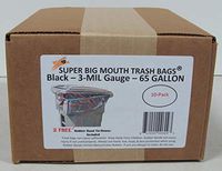 65 Gallon Super Big Mouth Trash Bags 10-Pack Plus 2 Free Rubber Tie Down Band
