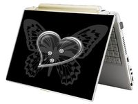Bundle Monster Laptop Notebook Skin Sticker Cover Art Decal - 12" 14" 15" - Fit HP Dell Asus Compaq - Butterfly Heart