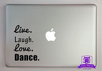 Overly Attached Decals Live Laugh Love Dance Typography Vinyl Decal Sized to Fit A 11" Laptop - Black