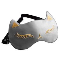 ❤ Cute Cat Eyelashes Embroidered Sleeping Eye Mask Women Girls Adjustable Strap Ice Gel Cold Pack Cool Compress Blindfold Eyeshade