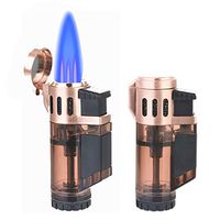 Torch Lighters, 2 Pack Triple Jet Flame Butane Lighter Triple Flame Cigar Lighter Fluid Refillable Jet Lighter-Butane Not Included (Gold)
