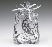 Small Black Jewel Swirls 7x2x3" Cello Cellophane Party Treat Food Snack Bags (25 ct)