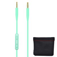 New Version Original OEM Replacement Stereo Audio Aux Cable with Inline Mic/Remote Control Cord for Bose QC25/QC35 Bose QuietComfort 25/35 Headphones (Green) with Replacement Leather Pouch Storage Bag