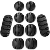 Cable Organizer, Cable Clips, Cord Hooks, 10 Pack Black Adhesive Cord Holder Wire Management System from Whellen (Renewed)