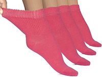 Hugh Ugoli Lightweight Women's Diabetic Ankle Socks Bamboo Thin Socks Seamless Toe and Non-Binding Top, 4 Pairs, Paradise Pink, Shoe size: 10-12