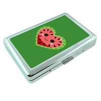 Watermelon Em6 Hip Silver Cigarette Case Id Holder Metal Wallet 4" X 2.75" RFID Protection