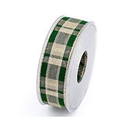 Wired Green Plaid Christmas Ribbon 1inch 10.9 Yards Decorative Christmas Glitter Crafts Gift Wrapping Wreath Ribbon Party Holiday Hair Bows Gift Wrap Winter Ribbon