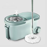 Stainless Steel Mop Bar Free Hand Washing Automatic Rotating Mop Artifact, Lifetime Cotton Head, Wheel Mop Bucket, Mop Bucket Size: 48x28x26cm