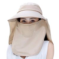 Meidexian888 Sun Protective Beach Hat for Women,Mask Anti-UV Double Layer Cycling Cap for Fishing Hiking Camping Beach Gardening & Boating (Khaki)