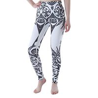 Sayhi Ladies Printing Yoga Sports Pants Running Fitness Tight Trousers Ombre Seamless Leggings(White,L)