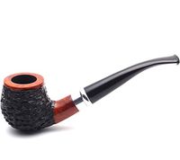Mr. Brog Handmade Smoking Tobacco Pipe - Model No. 85 Schmidt Pecan-Ebony Rusticated A - Mediterranean Briar Wood