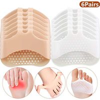 6 Pairs Silicone Forefoot Pad Metatarsal Pads Ball of Foot Cushions Support Soft Gel Foot Cushion for Reducing Forefoot Pain Callus Blisters, Skin and White