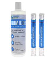Humidor Solution & Cigar Humidor Humidifier Combo, (Humidifier Gel & Solution) 16oz Propylene Glycol and Cigar Humidifier for 75-250 Cigars by Essential Values