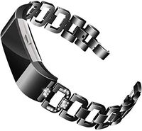 Mtozon Bands Compatible with Fitbit Charge 2, Slim Bling Metal Bands with Rhinestone Replacement Bracelet for Women, Black New