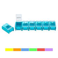 ZAXOP Pill Organizer Detachable Weekly Pill Box with Push Button 7 Day Pill Case Colourful(Cyan)