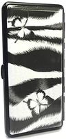 Tiger Stripes with Butterfly Design Metal Cigarette Case With Mirror, Fit 100's. 3103-2TFLY