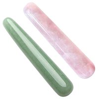 Top Plaza Crystal Massage Wand for Acupuncture Therapy Pointed Stick Tretament Gua Sha Scraping Tool - Rose Quartz + Green Aventurine