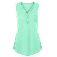TWGONE Pocket Tee Shirts Women Summer Loose V Neck Cami Tank Solid Tops Vest Blouse (XX-Large,Green)