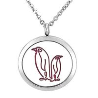 Penguin Aromatherapy Essential Oil Diffuser Stainless Steel Necklace with 11 Felt Pads,24"